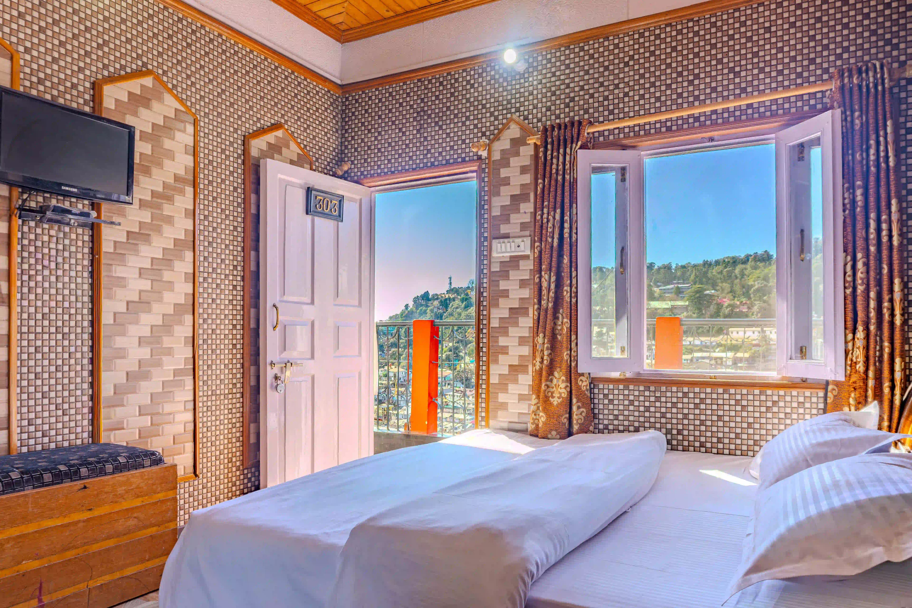 Clean comfortable bedding and modern interior